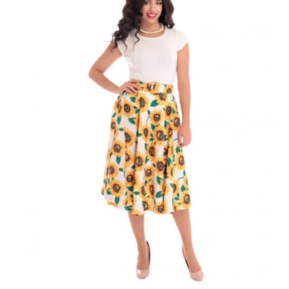 🌻Retro PinUp Unique Vintage Sunflower skirt🌻 - Picture 3 of 6